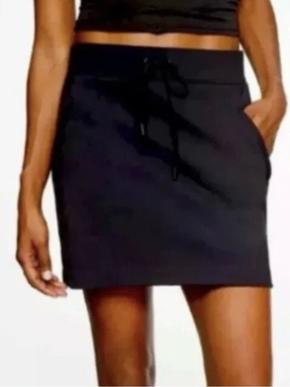 Athleta Black Mini Skirt with Drawstring Waist